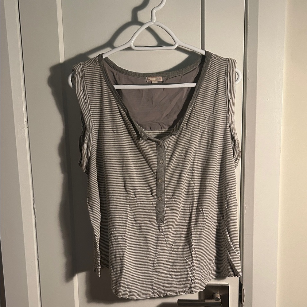 GAP Gray and White Striped Tank Top